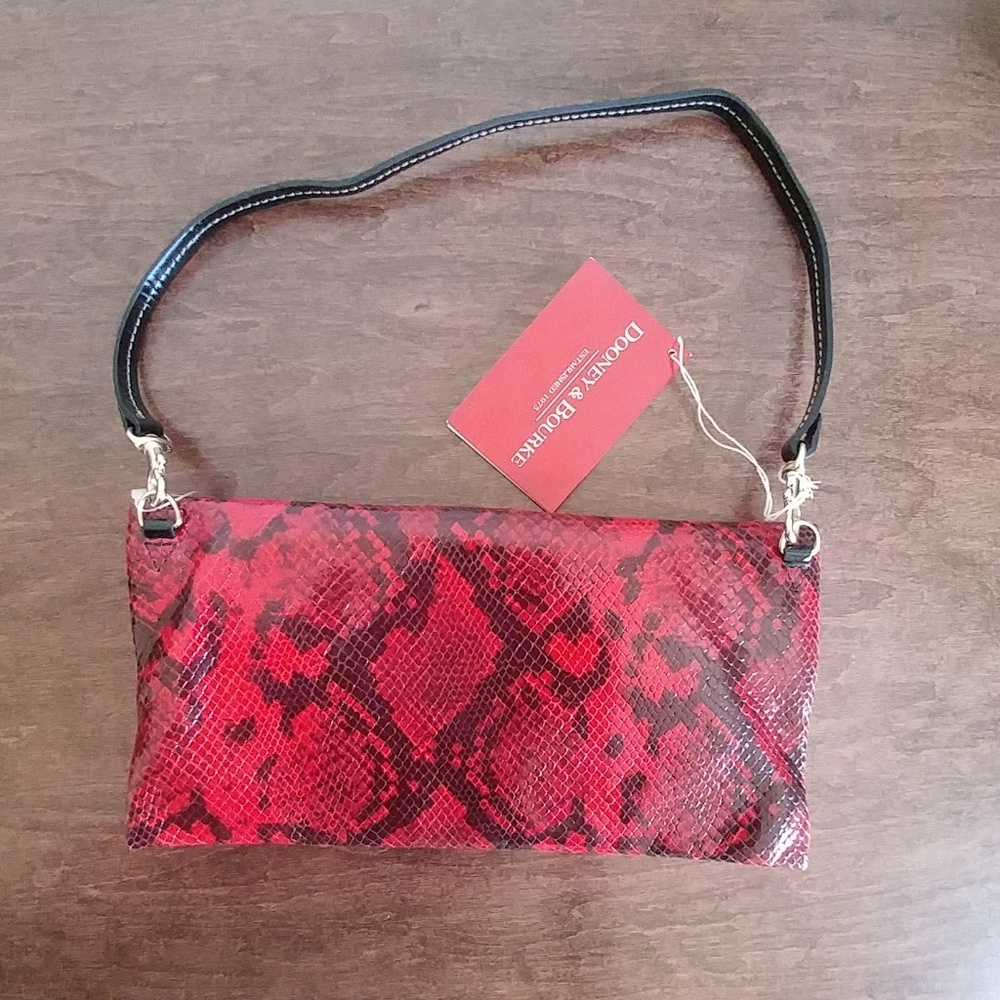 Dooney & Bourke foldover clutch fire red & black - Picture 3 of 8